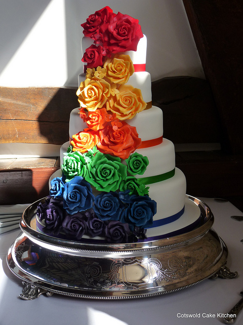 orange, white, colorful and wedding cake