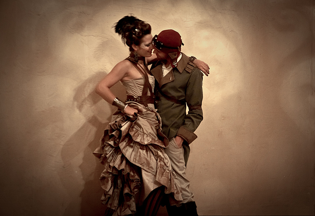 steampunk fashion, love, couple and steampunk