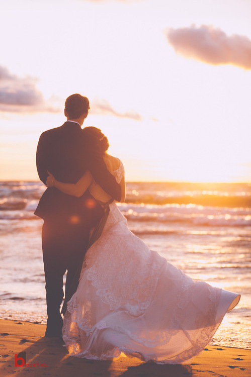 sunset, bride, bridal and see