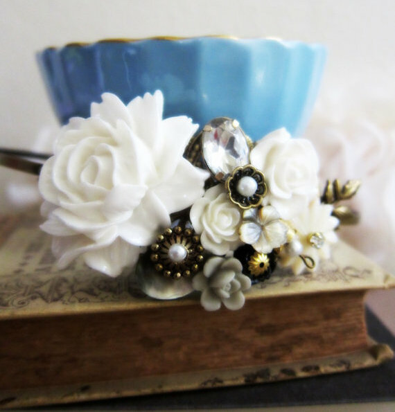 fascinator, english rose, Halloween and black and white