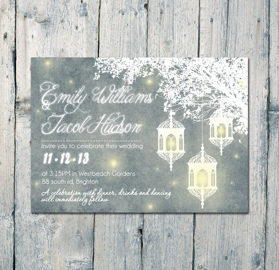 card, weddingcard, garden and fireflies