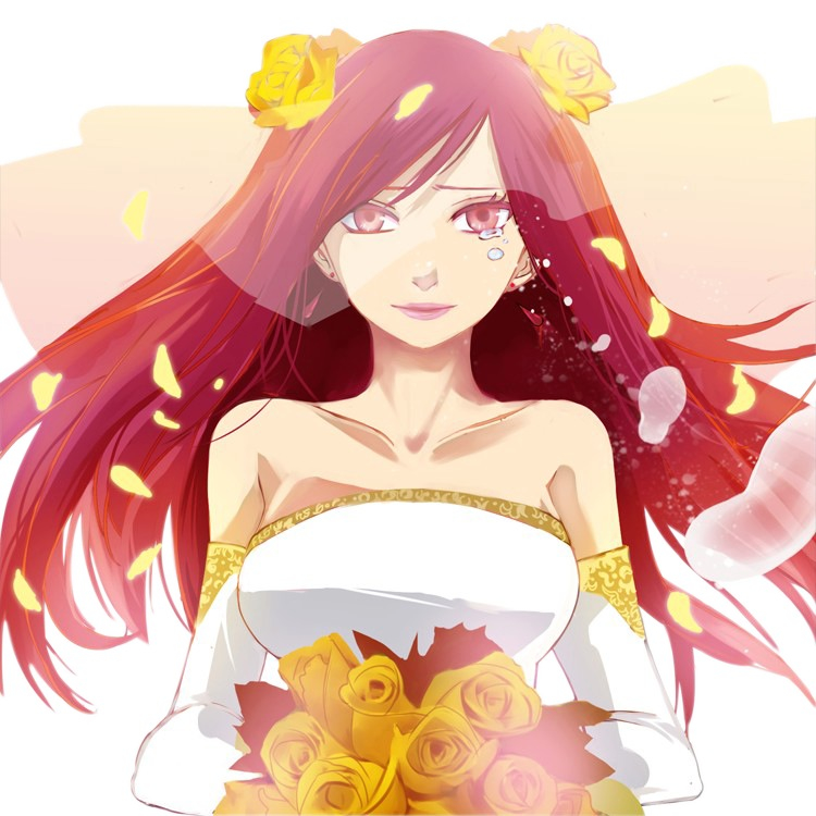 erza scarlet, wedding dress, fairy tail and kawaii