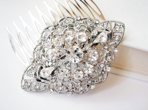bridesmaid, bridal hair and vintage hair comb