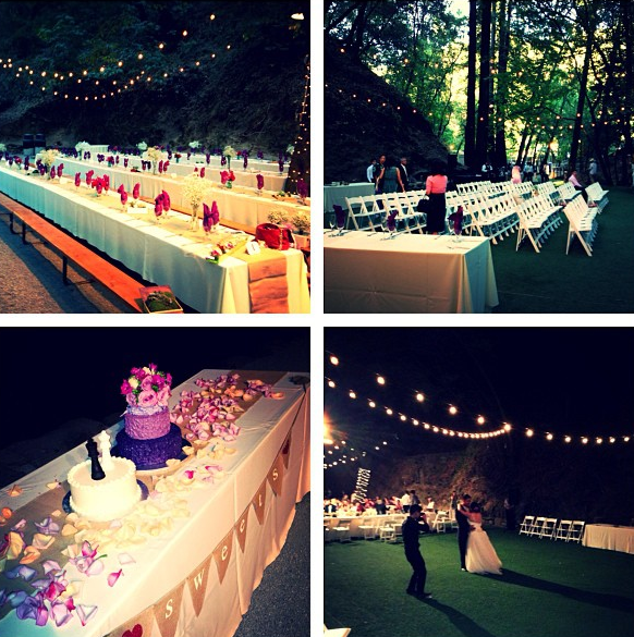 purple, outdoor, peach and reception