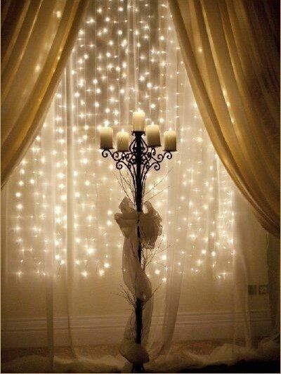 candles, curtains and backdrop