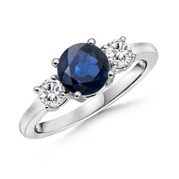 round diamond, sapphire and ring