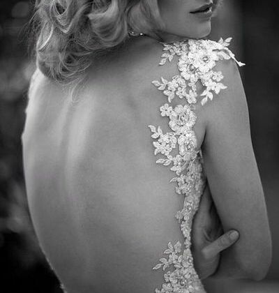 wedding dress, simple and flowers