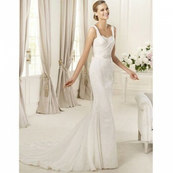 mermaid wedding dress, straps wedding dress and count train wedding dress