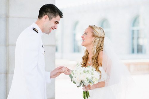 happy, bride and bouquet