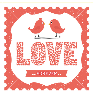 birds, stamp and hearts