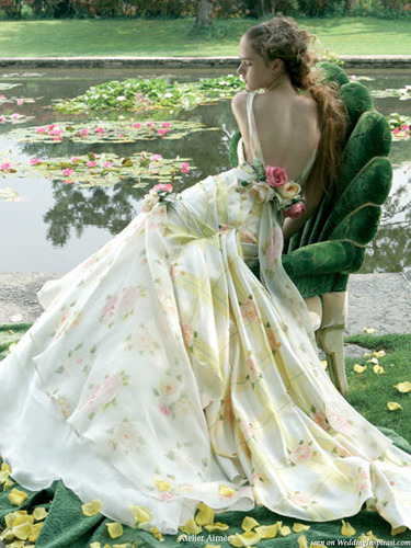 floral, garden and wedding dress