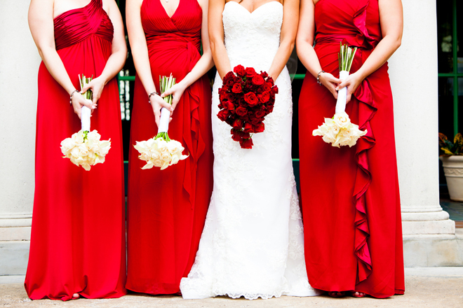 flowers, wedding dress and bridesmaid