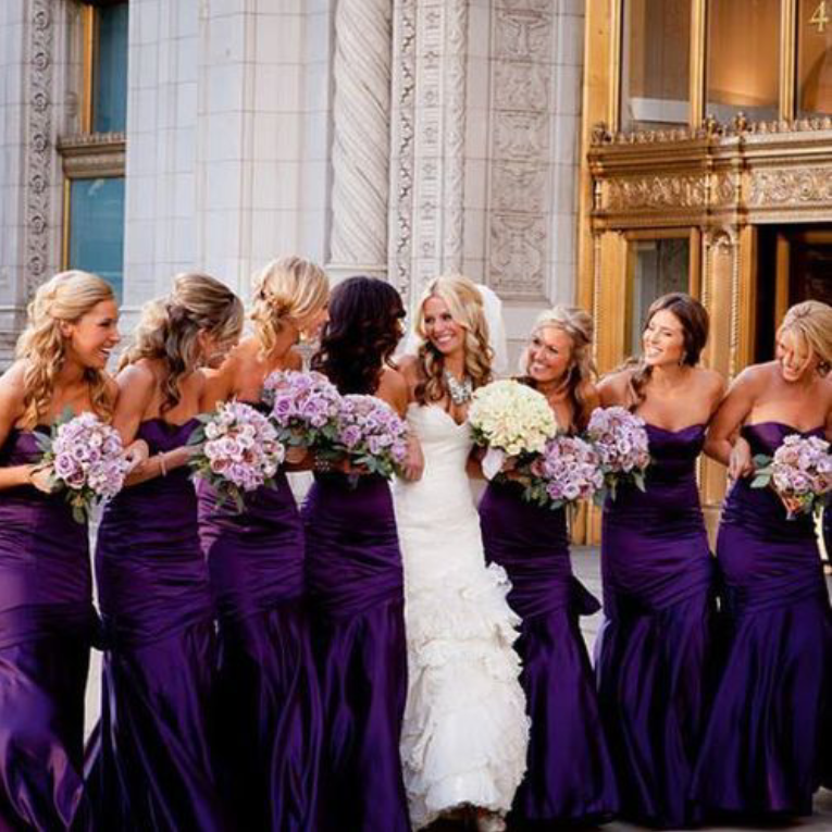 future, maid of honor, bridesmaids and purple