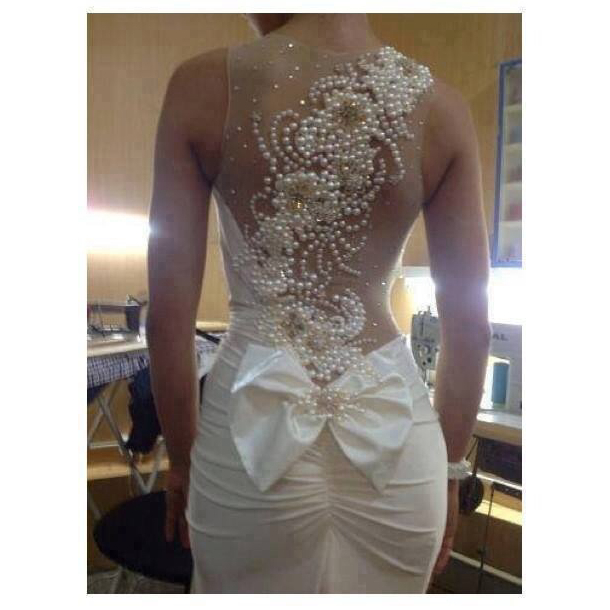 pearls, lace, beaded and fitted