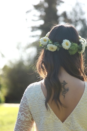 bride, flower crown and boho