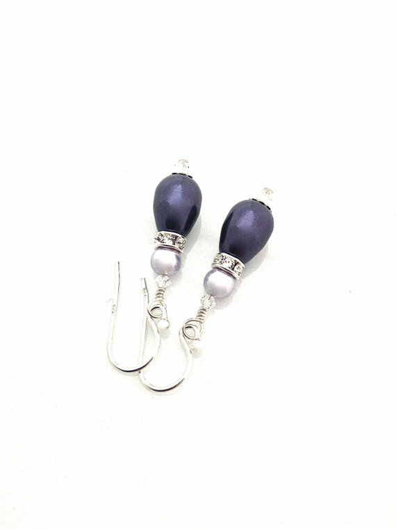 purple earrings, vegan, Swarovski and crystal