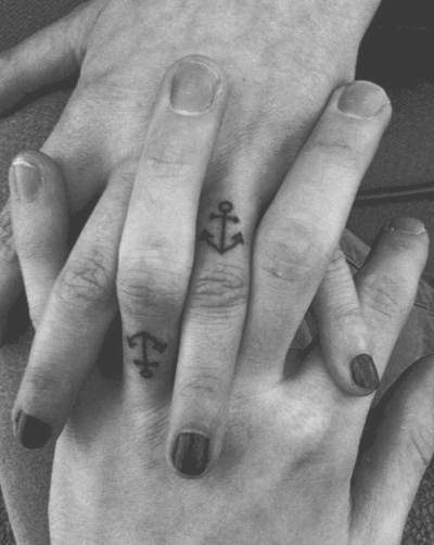 tattooed wedding rings, couple and Tattoos