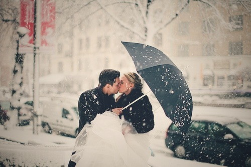 city, winter and umbrella