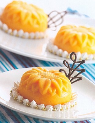 mandarin, dessert and sunflower