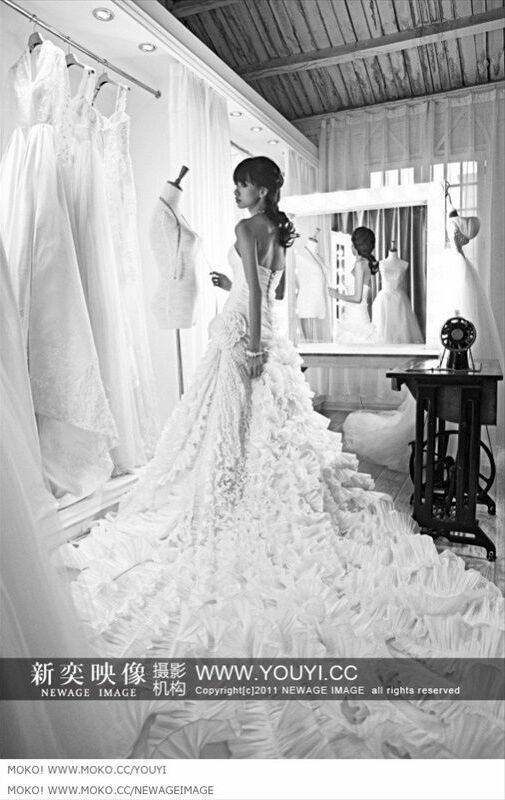 dress, asian, wedding dress and model