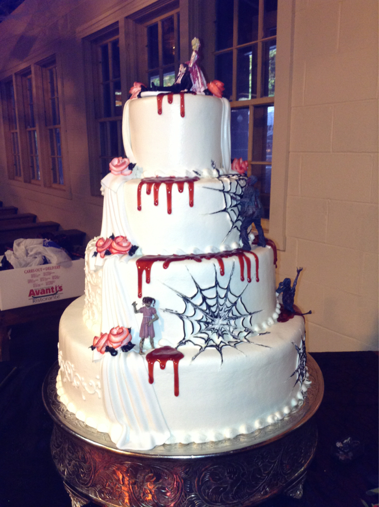 Halloween, congratulations, cake and wedding cake