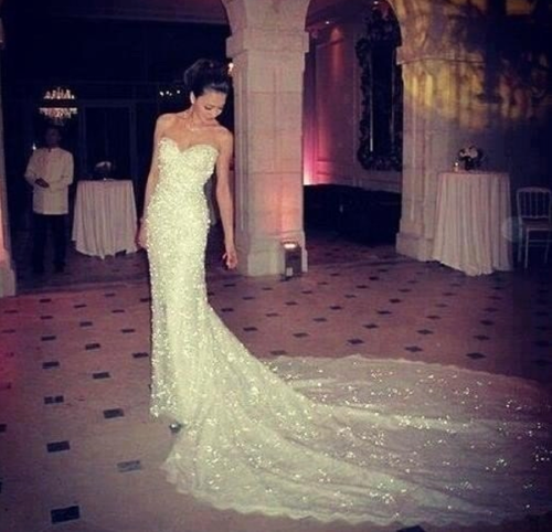 fascinating, long, glitter and wedding dress