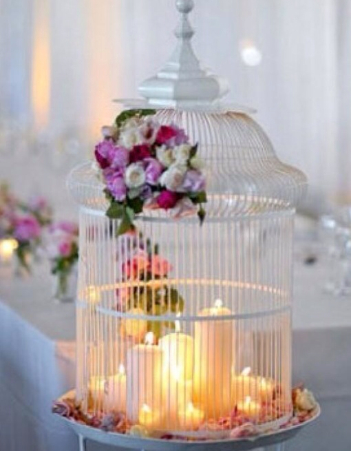 romantic, candles, decoration and birdcage