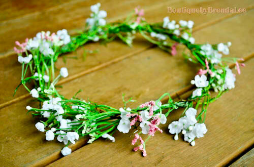 baby's breath crown, head wreath and wedding headpiece
