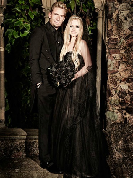 Avril, black and wedding dress