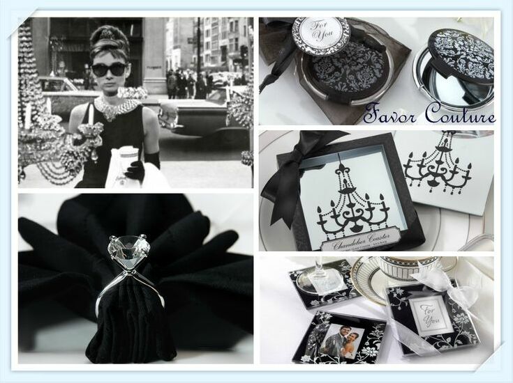 bridalshower, black, parisfavors and fashion
