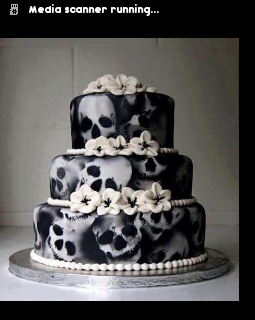 cake, b&w and skulls