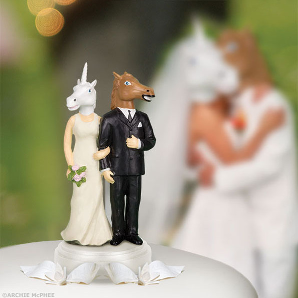 bride, cake, unicorn and horse