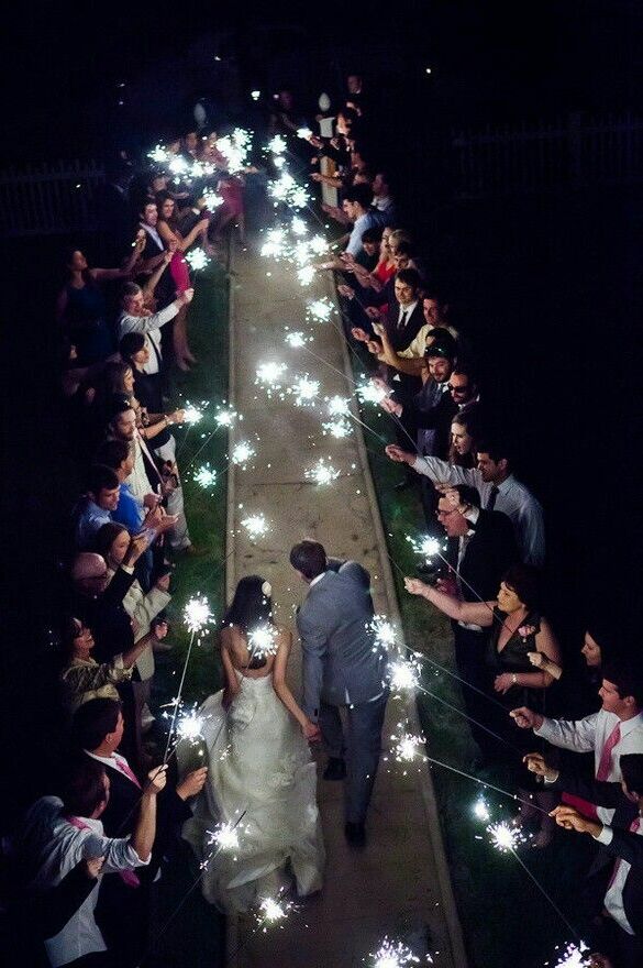 ceremony, send off, couple and sparkler