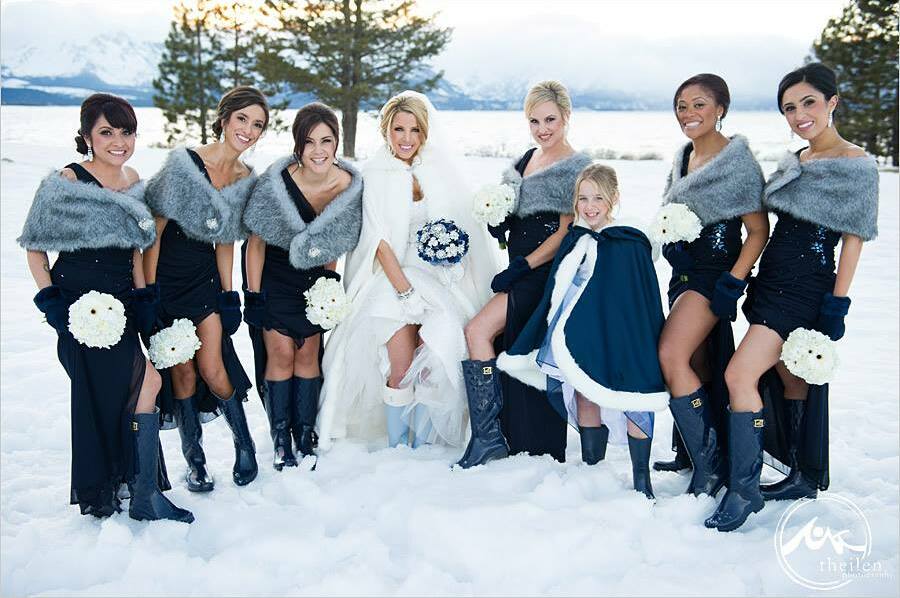 bridal, winter, dress and bridesmaid