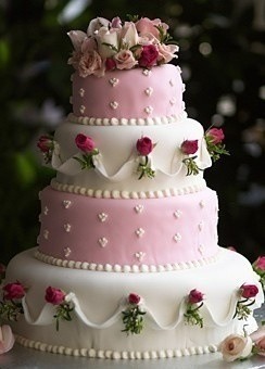pink icing, reception and flowers