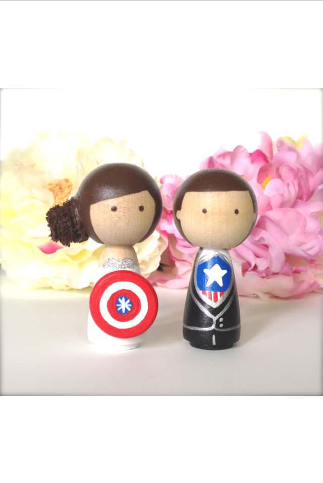 captain america, Avengers, marriage and cake toppers