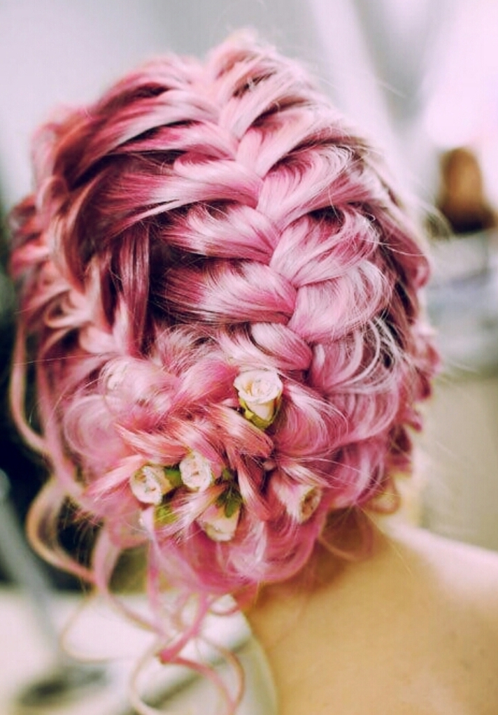 hairstle, pink, braid and hair