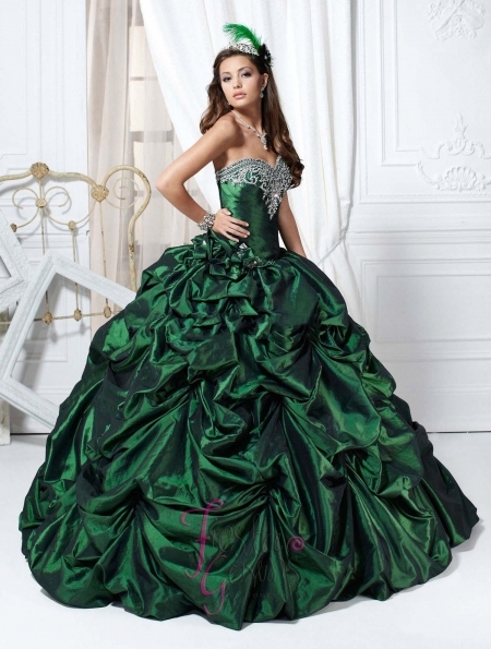 ball gown gothic dress, gothic wedding dress and green wedding dress