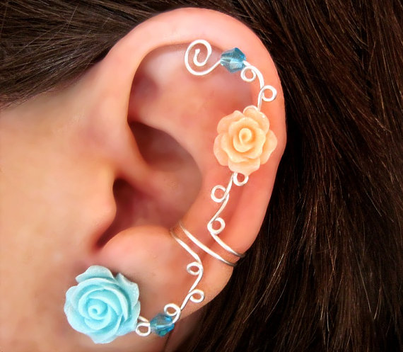 bridesmaids, earrings, piercing and earcuff