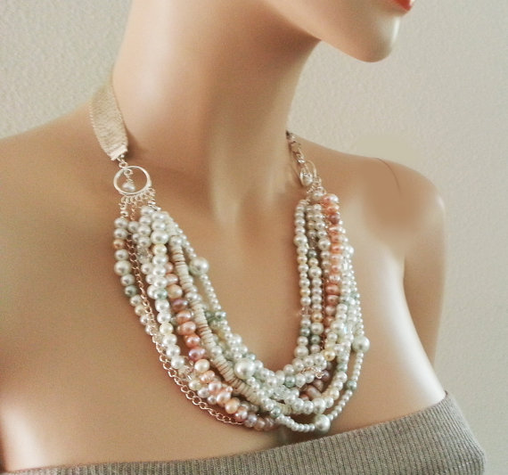 wedding necklace, wedding jewellery, pearl chunky necklace and pearl necklace