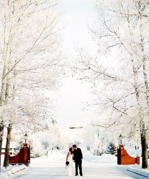 weddings, couple, snow and winter