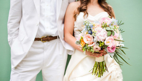 marriage, flowers and couple
