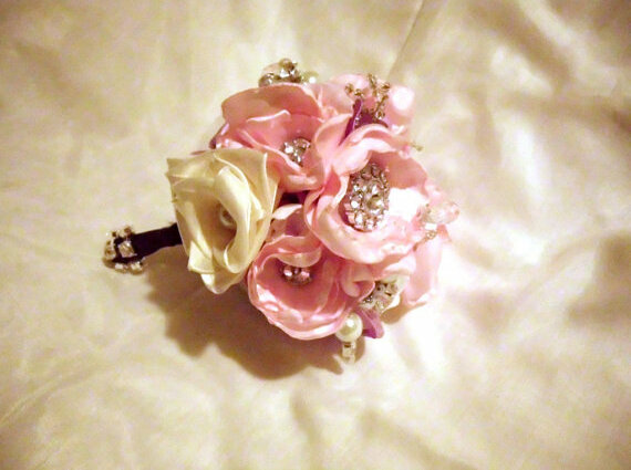 fabric flower, pearls and satin