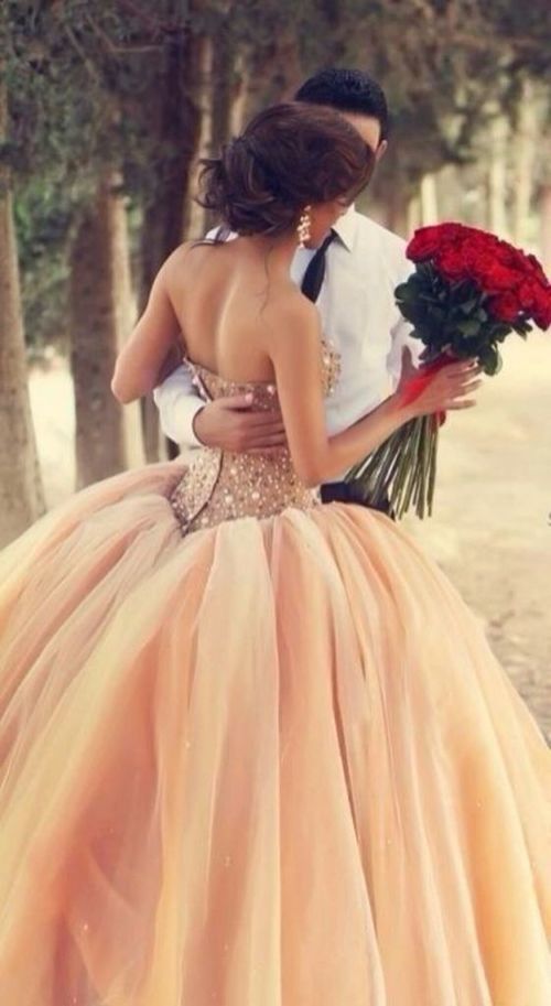 princess, man, wedding dress and red roses