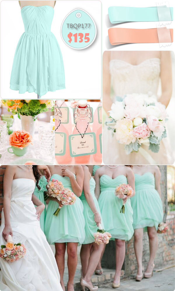 dress, blue, mint and coral