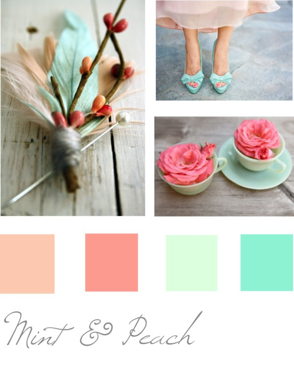 flower arrangement, turquoise, mint and peach