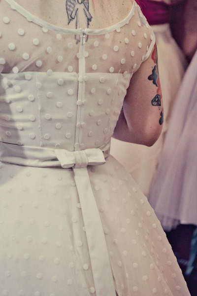 retro, wedding dress and polka dots