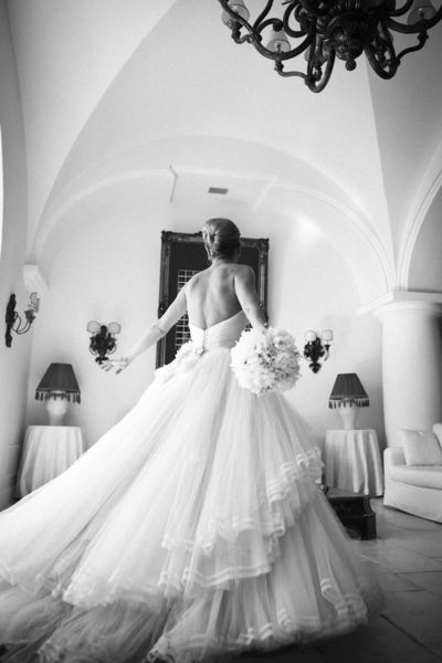 black and white, backless and wedding dress