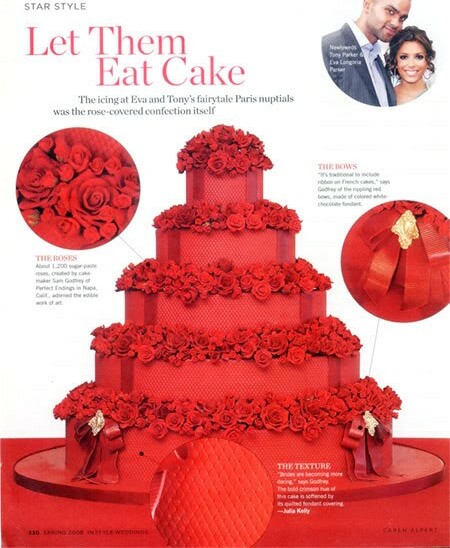 flowers, wedding cake and eva longoria