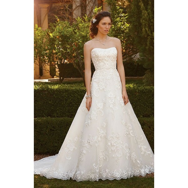 lace, strapless, bridal gown and Casablanca